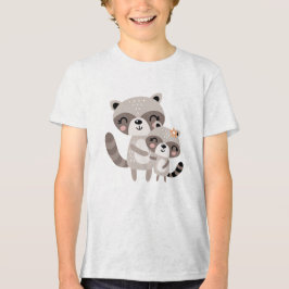 Camiseta Triblenda Cute Mama Raccoon Hugging Baby Raccoon