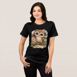 Camiseta Triblenda Cute Owl Floral Kawaii Animal T-Shirt Gift