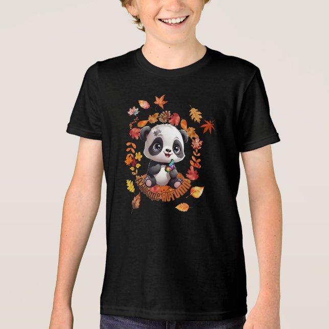 Camiseta Triblenda Cute Panda “Ausome Autumn” – Fall Autism Awerness (Anverso)