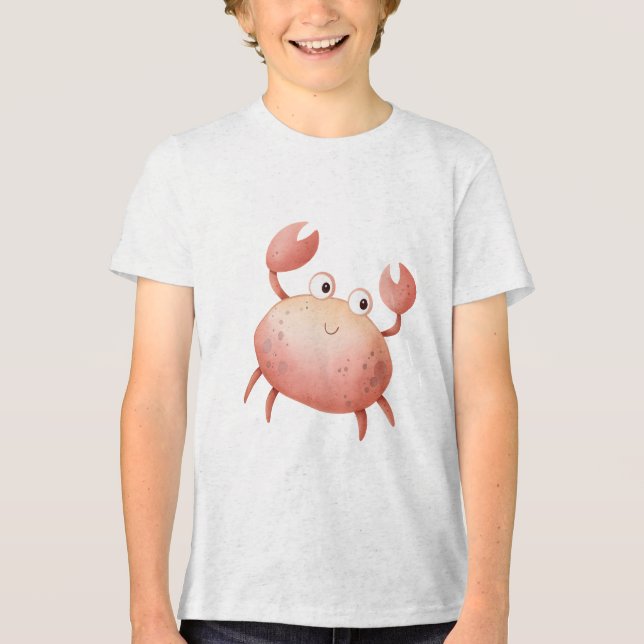 Camiseta Triblenda Cute Pastel Crab Watercolor Illustration (Anverso)