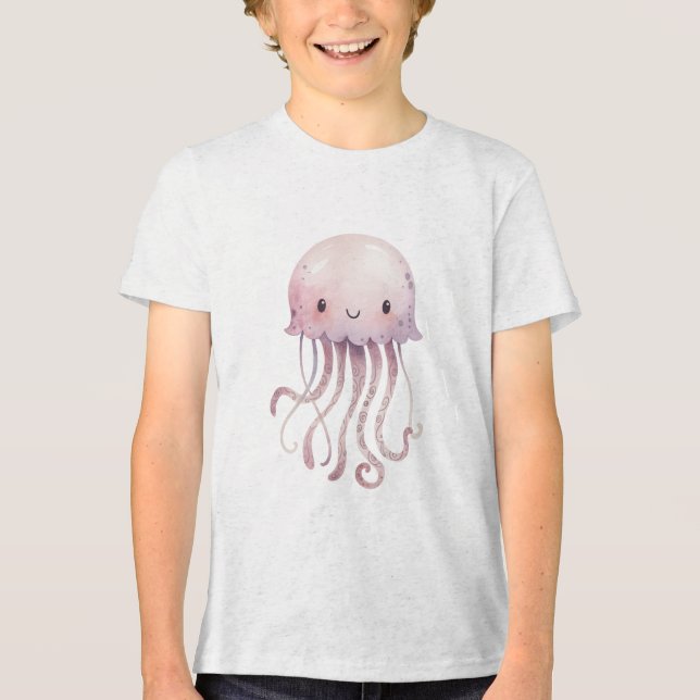 Camiseta Triblenda Cute Pastel Jellyfish Watercolor (Anverso)