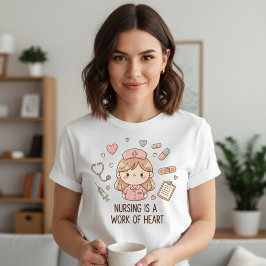 Camiseta Triblenda Cute Pastel Nurse Nursing is a Work of Heart