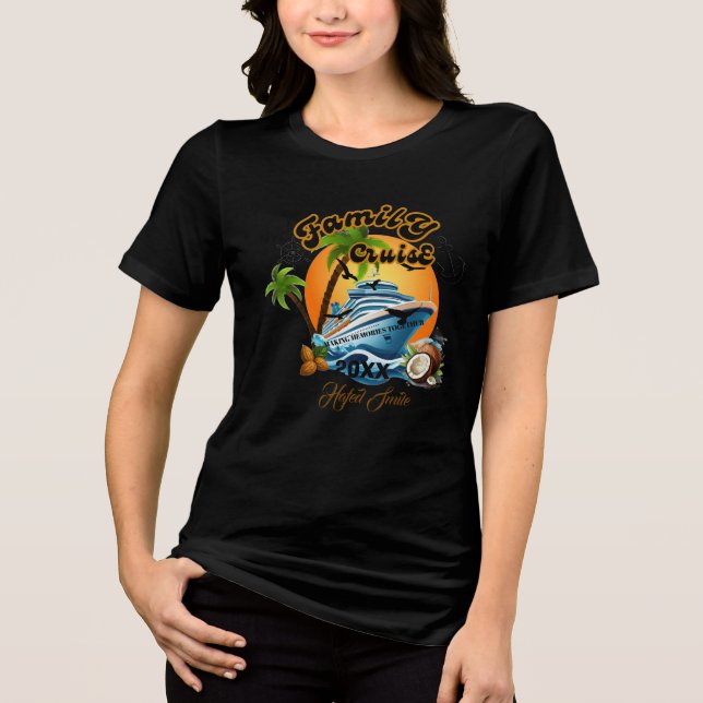 Camiseta Triblenda Cute Personalized Cruise Ship Family Trip Sunset T (Anverso)