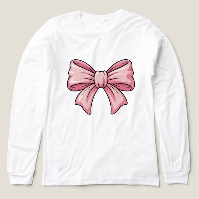 Camiseta Triblenda Cute Pink Bow Coquette Aesthetic Long Sleeve  (Diseño frontal)