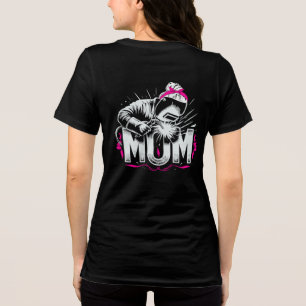 Camiseta Triblenda Cute Pink Mom soldadora golpeando un arco para muj