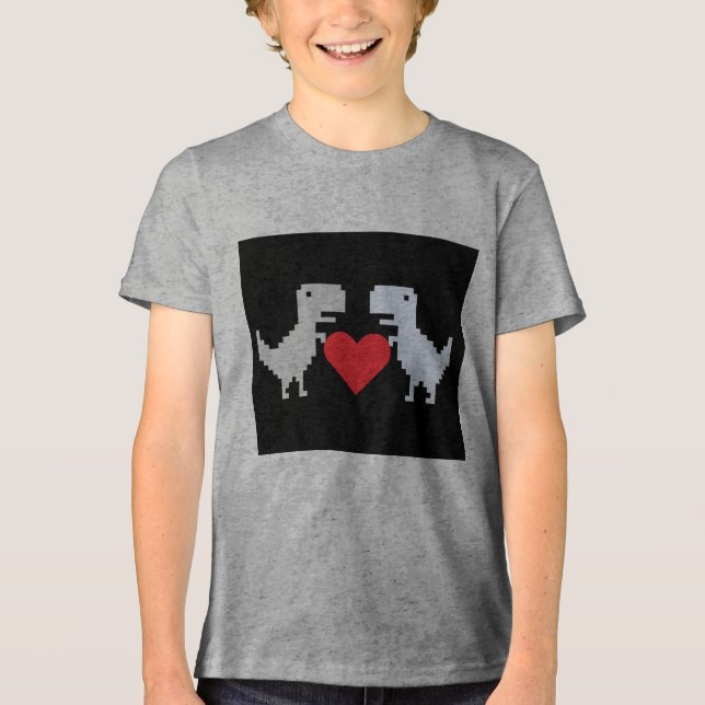Camiseta Triblenda Cute Pixel Dinosaur Love Kids T-Shirt - Regalo div (Anverso)