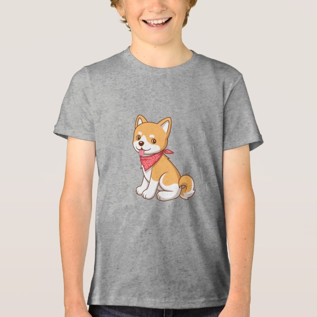 Camiseta Triblenda Cute Puppy Dog Shiba Inu (Anverso)
