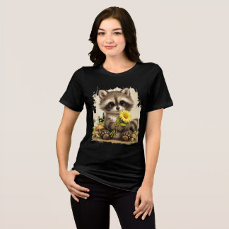 Camiseta Triblenda Cute Raccoon Flower T-Shirt – Adorable Gift