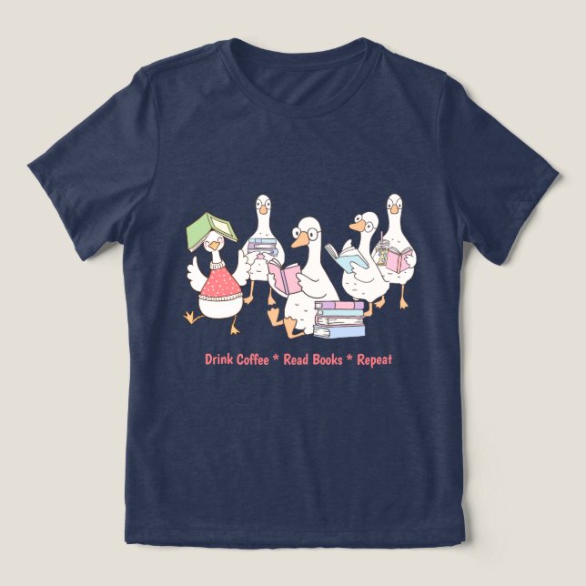 Camiseta Triblenda Cute Reading Geese T-Shirt • Book Lover Tee (Diseño delantero )