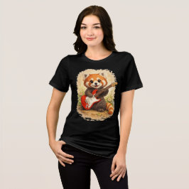 Camiseta Triblenda Cute Red Panda Rockstar Electric Guitar T-Shirt