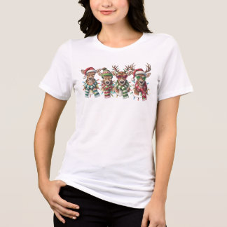 Camiseta Triblenda Cute Reindeer Christmas Lights Festive Fawn Squad