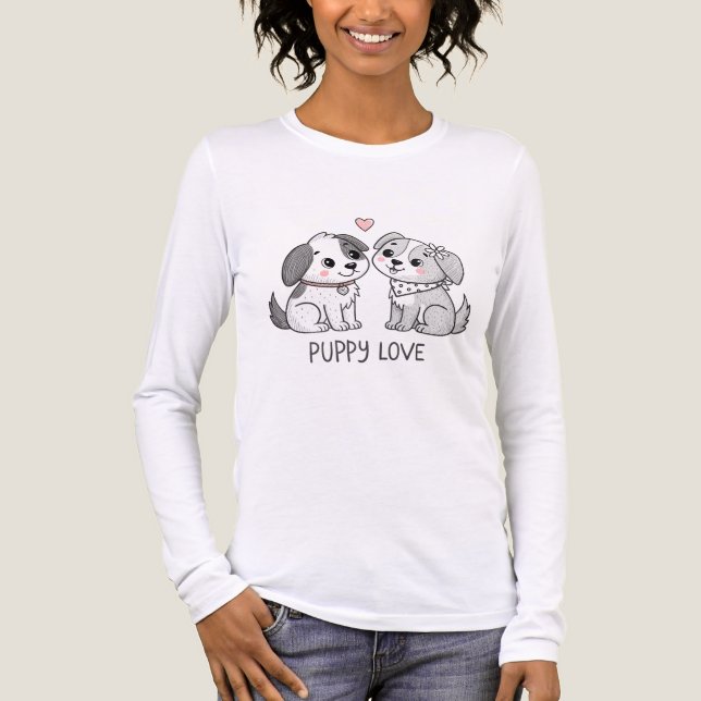 Camiseta Triblenda Cute Romantic Puppy Love Valentine (Anverso)