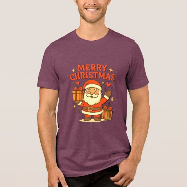 Camiseta Triblenda  Cute Santa Claus Christmas Art –  Merry Christmas (Anverso)