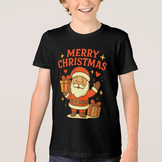 Camiseta Triblenda  Cute Santa Claus Christmas Art –  Merry Christmas (Anverso)