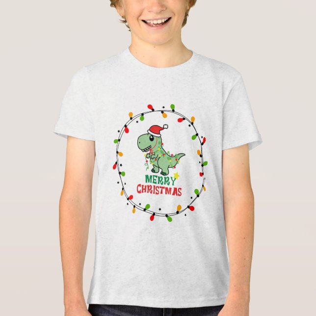 Camiseta Triblenda Cute Santa Dino Merry Christmas (Anverso)