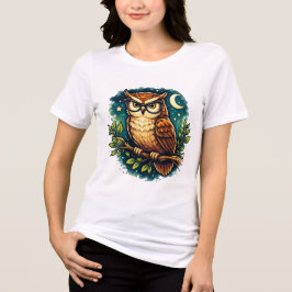 Camiseta Triblenda Cute Smart Owl Night Nature Animal Graphic Tee