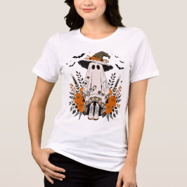 Camiseta Triblenda Cute Sombrero de Bruja Fantasma Floral Halloween