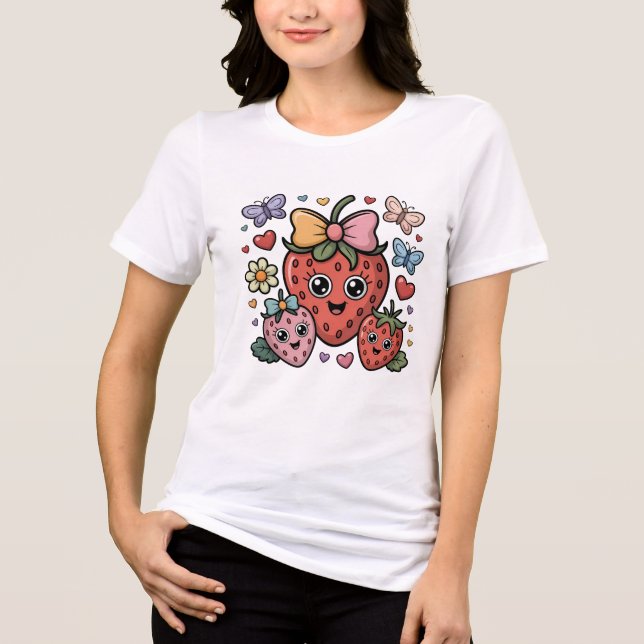 Camiseta Triblenda Cute Strawberry Fruit (Anverso)
