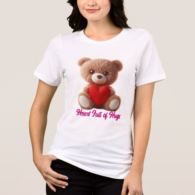 Camiseta Triblenda Cute Teddy Bear Valentine (Anverso)