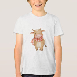 Camiseta Triblenda Cute Watercolor Baby Cow with Red Scarf 