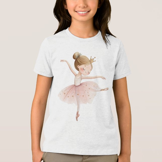 Camiseta Triblenda Cute Watercolor Ballerina Girl Princess Swan Lake (Anverso)