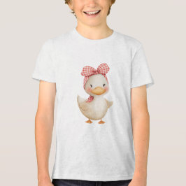 Camiseta Triblenda Cute Watercolor Duck with Gingham Bow Illustration
