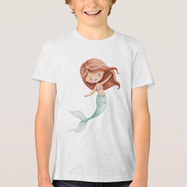 Camiseta Triblenda Cute Watercolor Mermaid Illustration (Anverso)