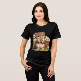 Camiseta Triblenda Cute Weasel Strawberry T-Shirt Kawaii Animal
