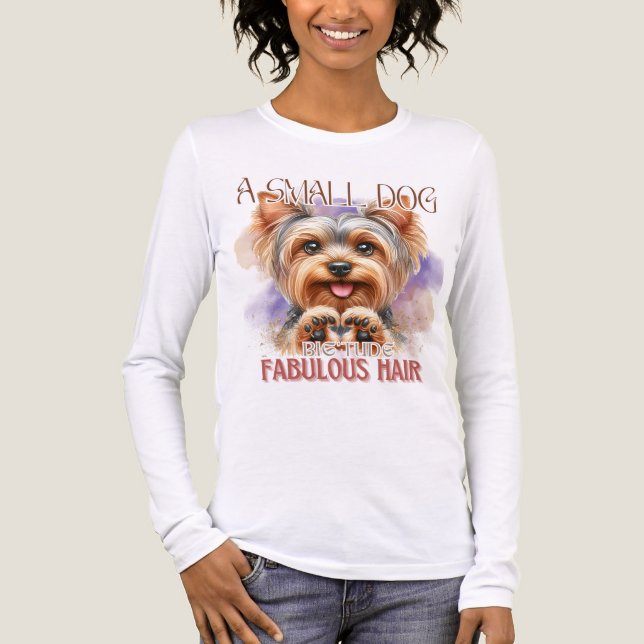 CAMISETA TRIBLENDA CUTE YORKSHIRE TERRIER DOG DICIENDO (Anverso)