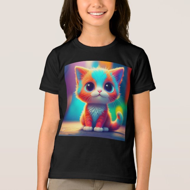 Camiseta Triblenda Cuto arcoiris colgando Personalizado de gatitos (Anverso)