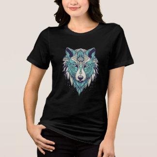 Camiseta Triblenda Cyber Tribal Blue Wolf Head