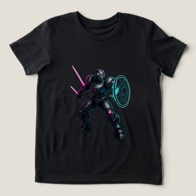 Camiseta Triblenda Cybernetic Gladiator – Neon Blade Warrior (Diseño delantero )