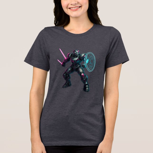 Camiseta Triblenda Cybernetic Gladiator – Neon Blade Warrior (Anverso)