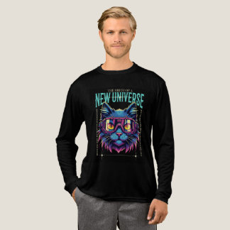 Camiseta Triblenda Cyberpunk Cosmic Cat T-Shirt - Gráfico Neon Sci-Fi