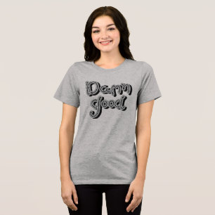 Camiseta Triblenda D.amn Good - Tipografía de arte de línea retro gri