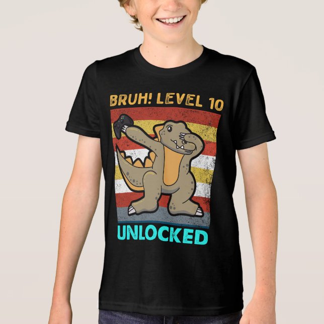 Camiseta Triblenda Dabbing Dinosaur Bruh 10 años cumpleaños (Anverso)