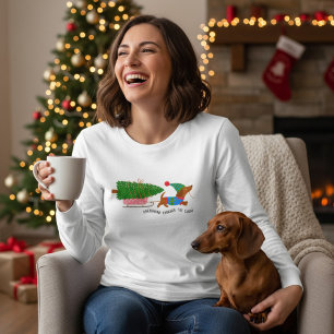 Camiseta Triblenda Dachshund a través de la nieve Perro de Navidad li