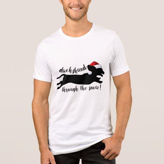 Camiseta Triblenda Dachshund a través de las vacaciones de los Navida (Anverso)