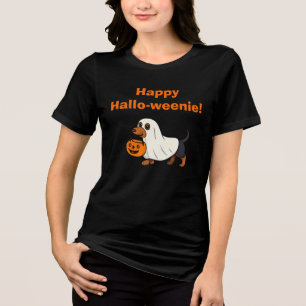 Camiseta Triblenda Dachshund divertido de Halloween Feliz Hallo-weeni