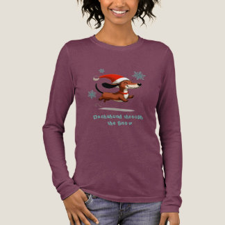Camiseta Triblenda Dachshund through the Snow puppy dog Christmas