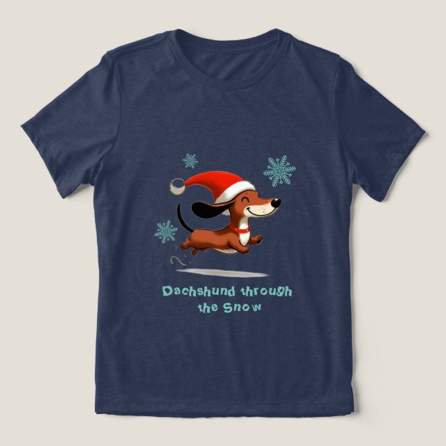 Camiseta Triblenda Dachshund through the Snow puppy dog Christmas (Diseño delantero )