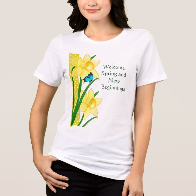 Camiseta Triblenda Daffodils de primavera de bienvenida (Anverso)