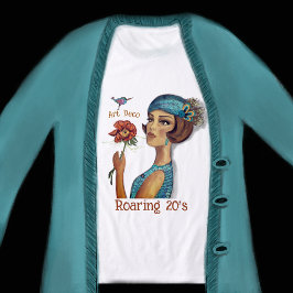 Camiseta Triblenda Dama Art Deco con flor blanca