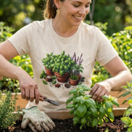 Camiseta Triblenda Dama de la Planta de Hierbas de Albahaca de Jardín