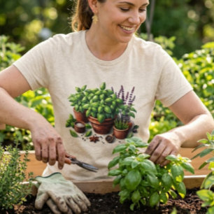 Camiseta Triblenda Dama de la Planta de Hierbas de Albahaca de Jardín