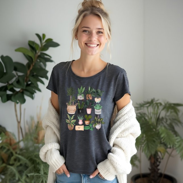 Camiseta Triblenda Dama de planta loca | Plantas de acuarela de Moda (Crazy Plant Lady | Chic Watercolor Potted Plants Tri-Blend Shirt)