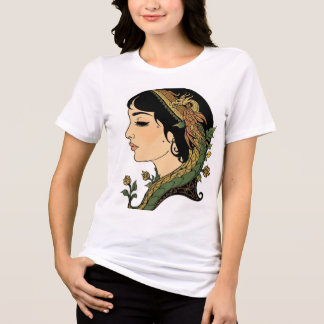 Camiseta Triblenda Dama del Cabello de Dragón – Arte de Mujer Fantasí
