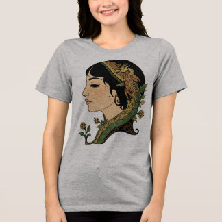 Camiseta Triblenda Dama del Cabello de Dragón - Arte de Mujer Fantasí