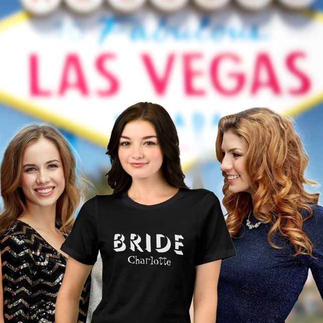 Camiseta Triblenda Damas de Honor Novia Negro Señoras (Vegas Bachelorette Party)
