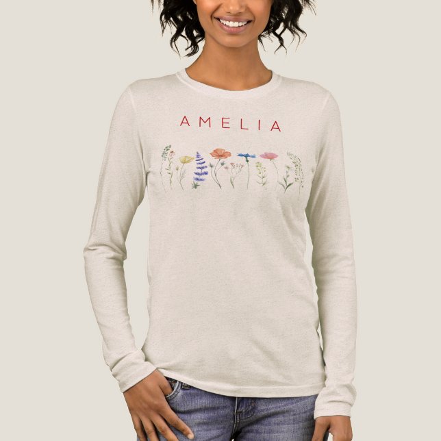 Camiseta Triblenda Damas de honor Wildflower Nombre  (Anverso)